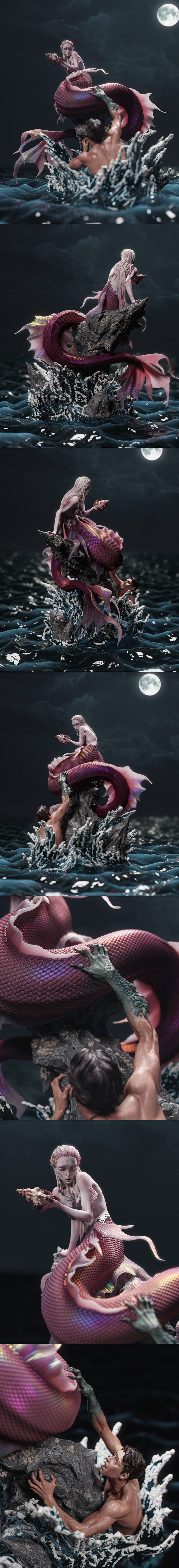 CA 3D工作室 - 小美人鱼 - 3D打印模型|CA 3D Studios – Mermaid – 3D Print Model STL