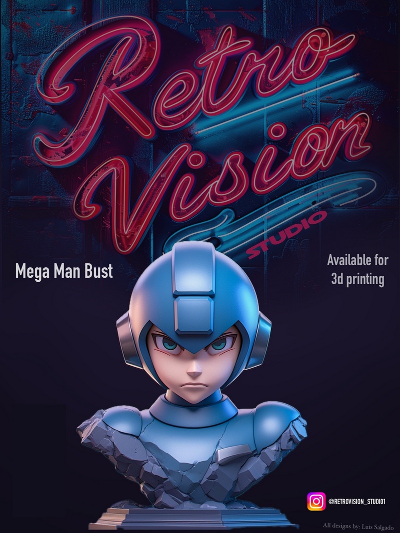 洛克人系列3D打印模型|Mega Man Bust – 3D Print Model