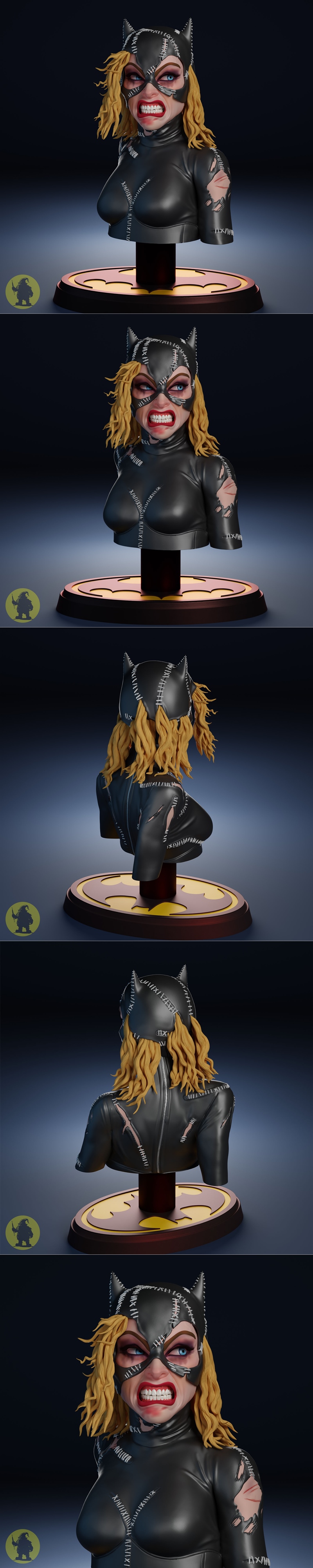 蝙蝠侠归来3D打印模型：猫女雕塑|Stylized Catwoman Bust (Batman Returns – 1992) – 3D Print Model STL