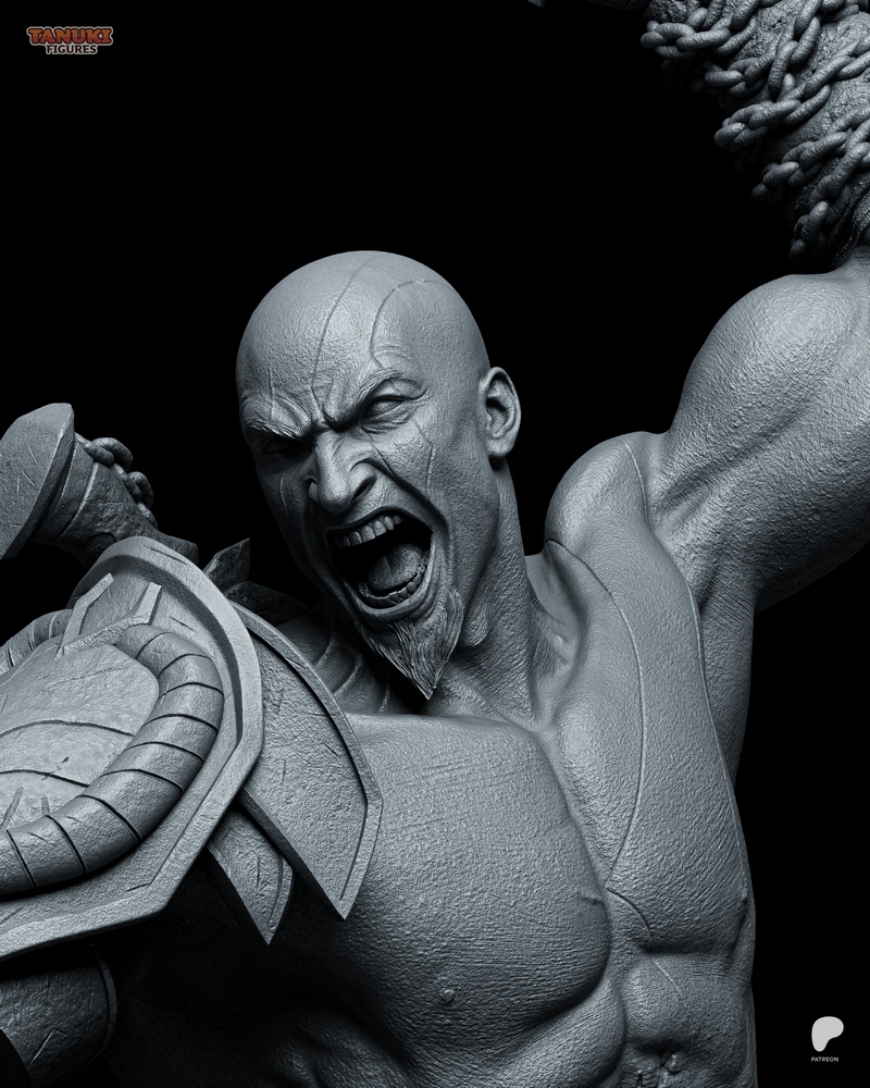 战神克拉托斯雕像 3D打印模型|Tanuki Figures – Kratos – God of War Bust – 3D Print Model