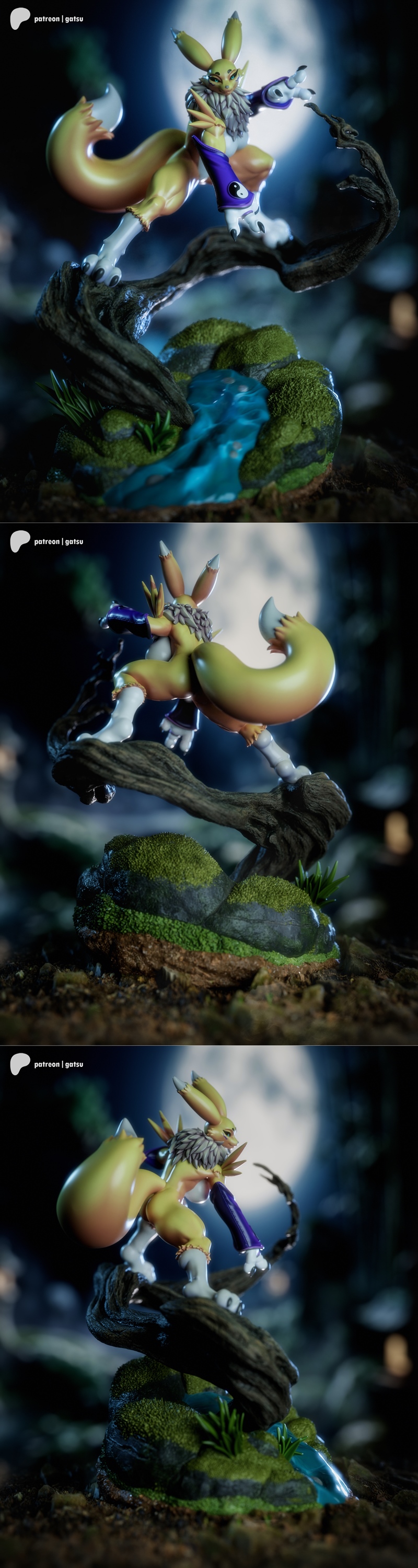 Gatsu游戏 Renamon 3D打印模型|Gatsu – Digimon – Renamon – 3D Print Model STL