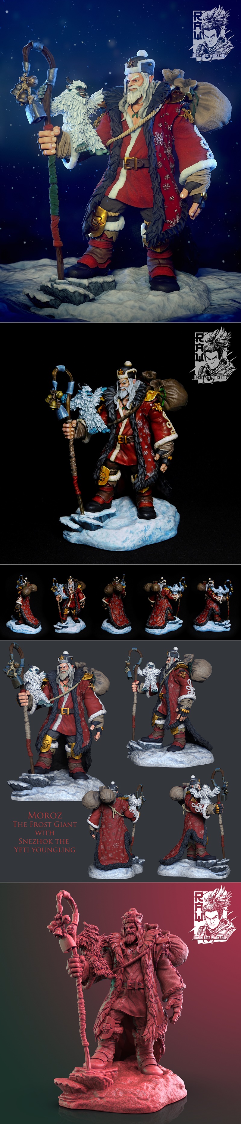 罗诺艺术工坊 - 《莫罗兹：寒霜巨人》圣诞老人3D打印模型|Ronin Arts Workshop – Moroz The Frost Giant – Father Christmas Figure – 3D Print Model STL
