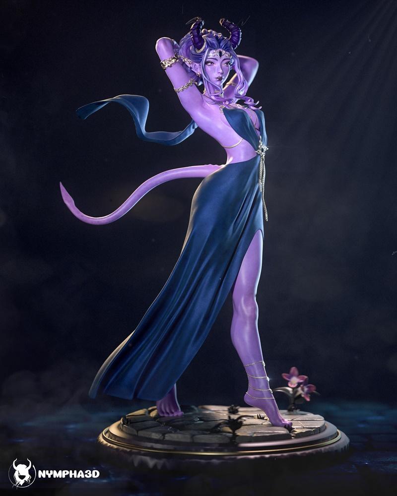 Nympha - 女性恶魔裔角色 - 3D打印模型|Nympha – Tiefling Girl – 3D Print Model STL