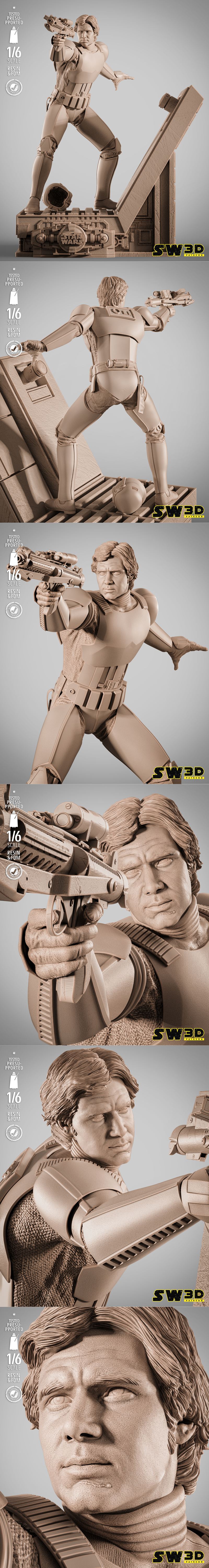 汉 Solo 反派士兵 3D打印模型|SW3D – Han Solo Stormtrooper Sculpture – 3D Print Model STL