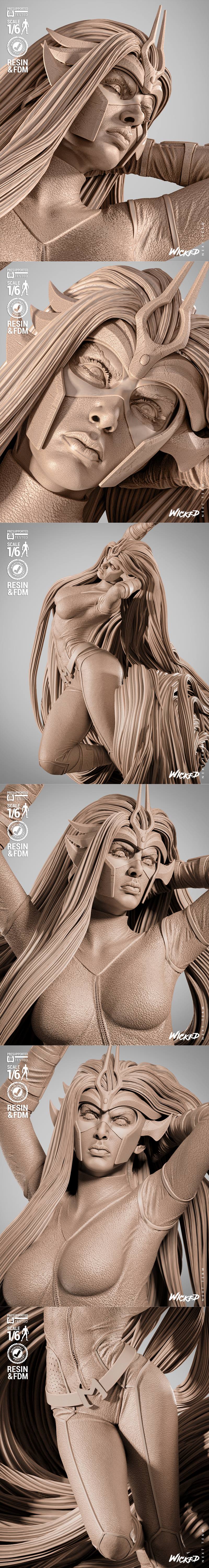 邪恶之地：美杜莎变种人3D打印模型|Wicked – Medusa Inhumans Sculpture – 3D Print Model STL