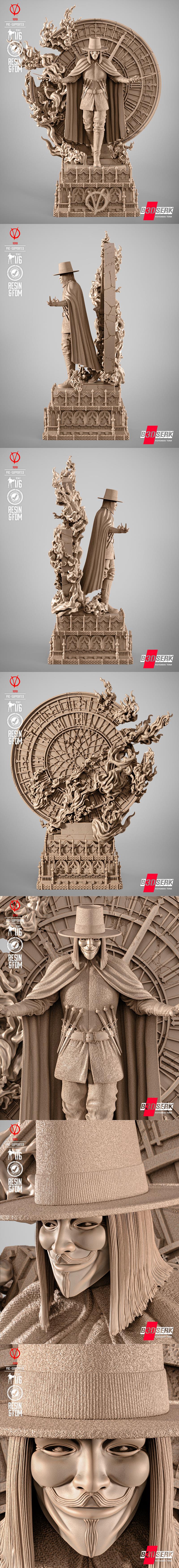 B3dserk 伏地魔雕像 3D打印模型|B3dserk – V For Vendetta Sculpture – 3D Print Model STL