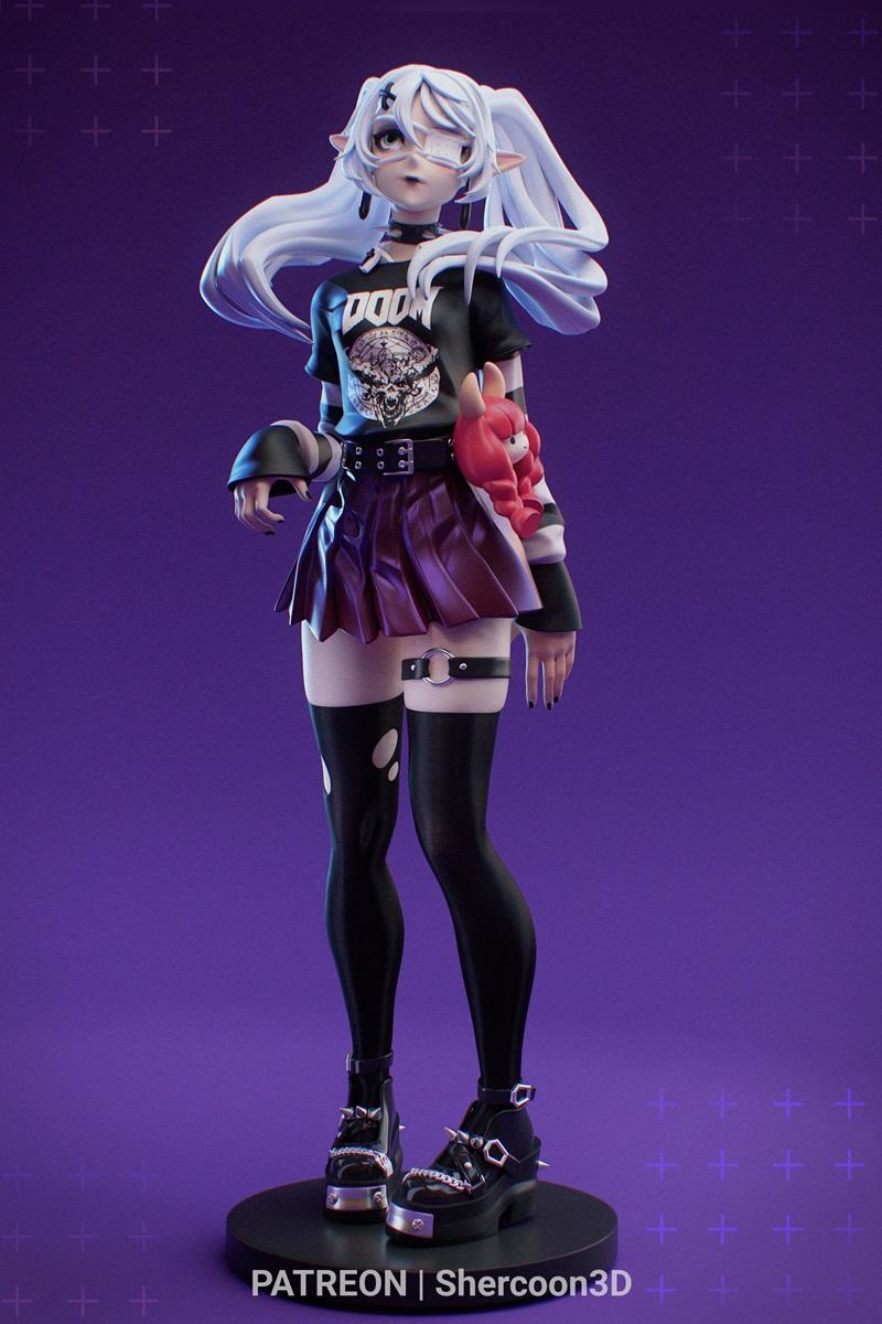 SherCoon 3D打印模型：哥特风弗里恩角色造型|SherCoon 3D – Goth Frieren – 3D Print Model STL