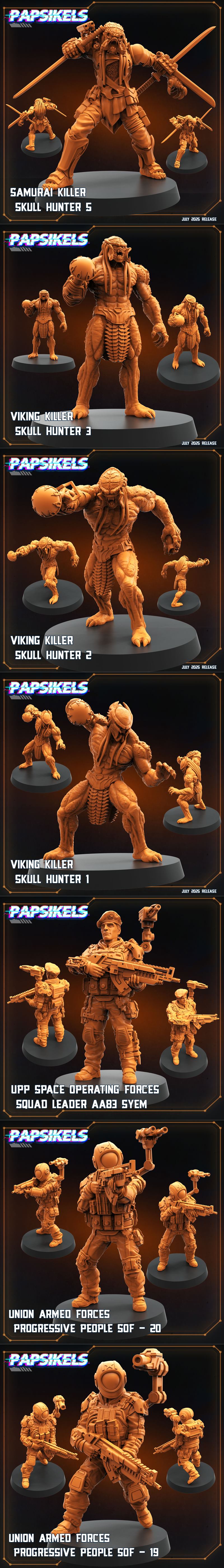 Papsikels迷你模型：《异形vs人类：猎人杀手》2025年3D打印模型|Papsikels Miniatures – Aliens vs Humans Killer of Hunters July 2025 – 3D Print Model STL