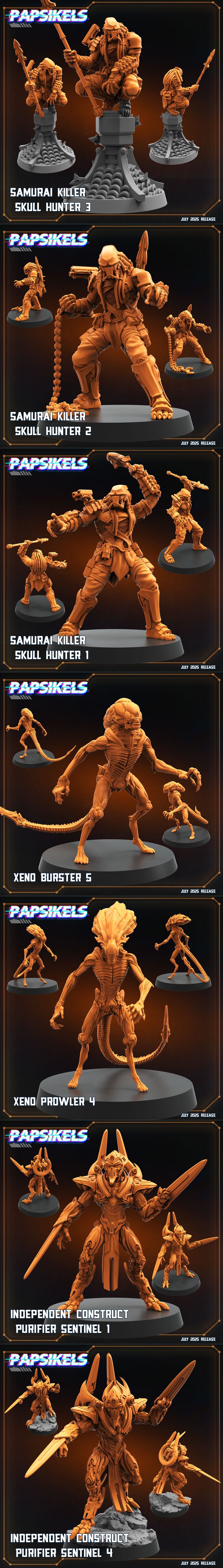 Papsikels迷你模型：《异形vs人类：猎人杀手》2025年3D打印模型|Papsikels Miniatures – Aliens vs Humans Killer of Hunters July 2025 – 3D Print Model STL