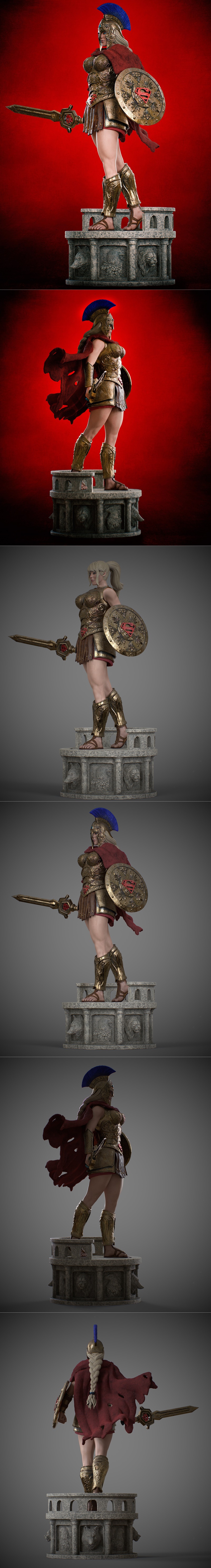 超级女孩格斗者——3D打印模型|Super Girl Gladiator – 3D Print Model STL