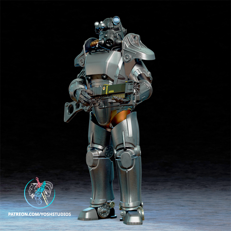 Yosh Studios – 衍生自辐射T-45动力装甲的3D打印模型|Yosh Studios – Fallout T-45 Power Armor – 3D Print Model