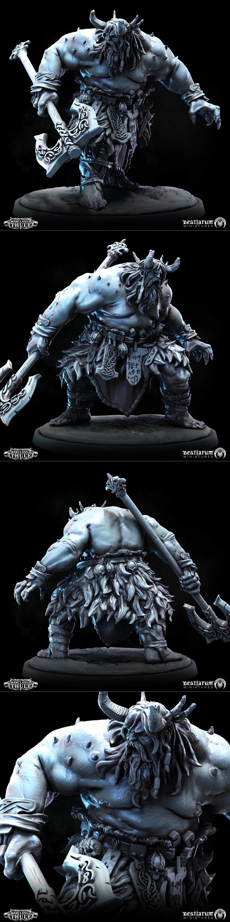 巨兽血 berserker双人版 3D打印模型|Bestiarum Miniatures – Giantsblood Berzerkers x2 – 3D Print Model STL