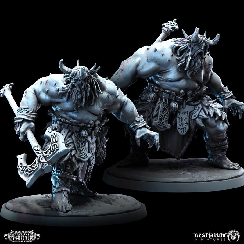 巨兽血 berserker双人版 3D打印模型|Bestiarum Miniatures – Giantsblood Berzerkers x2 – 3D Print Model STL
