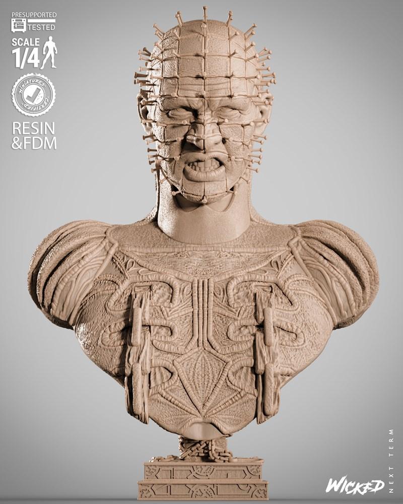 邪恶之地·尖头肖像雕塑·3D打印模型|Wicked – Pinhead Portrait Bust – 3D Print Model STL