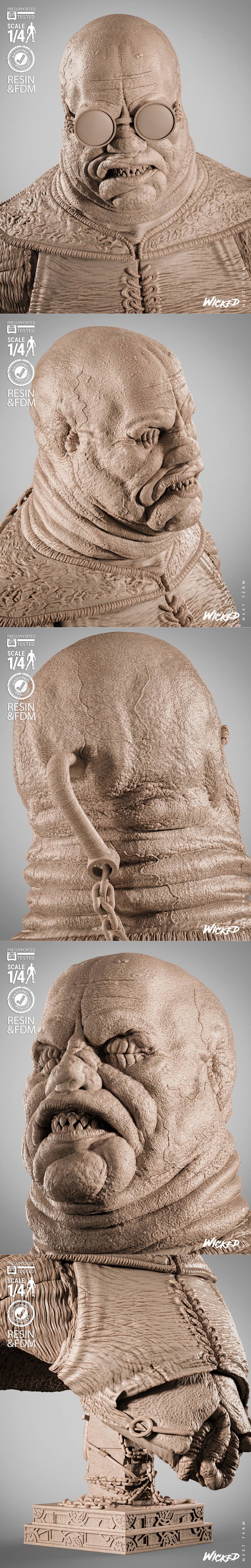 Wicked - 折纸球头像雕塑 3D打印模型|Wicked – Butterball Portrait Bust – 3D Print Model STL