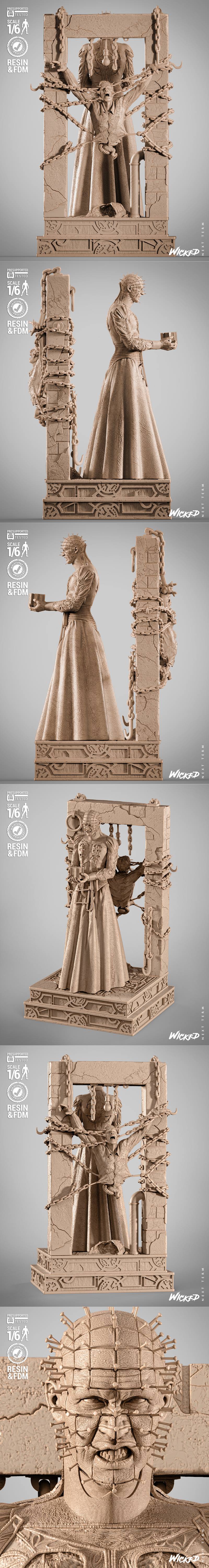 Wicked - 恶魔头像 - 3D打印模型|Wicked – Pinhead Sculpture – 3D Print Model STL