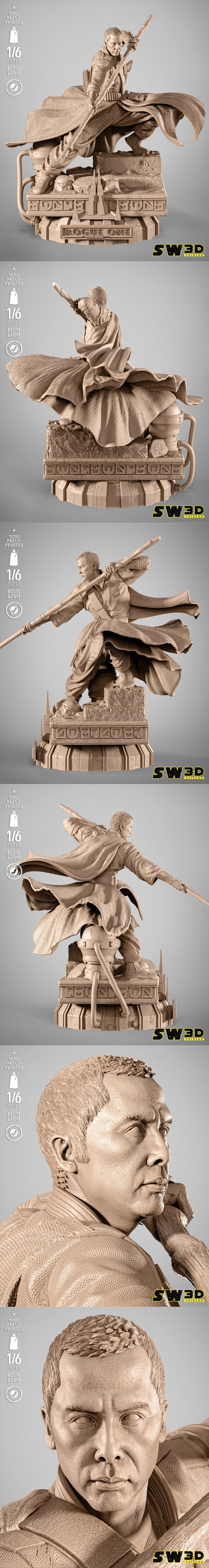 SW3D - 丘鲁特雕像 - 3D打印模型|SW3D – Chirrut Imwe Sculpture – 3D Print Model STL