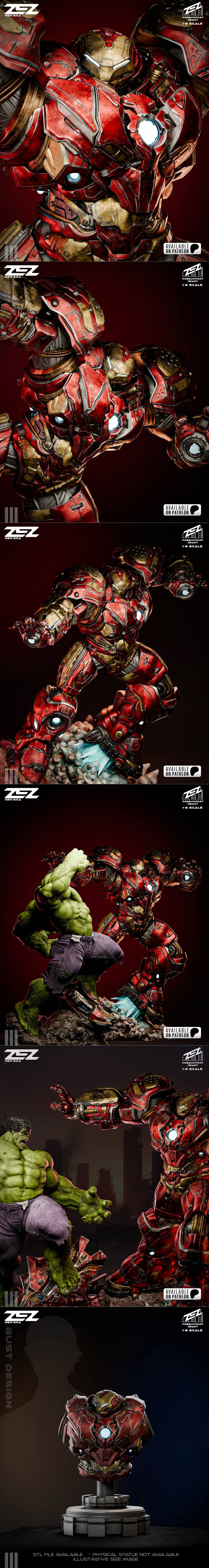 ZEZ工作室 Hulkbuster雕像 3D打印模型|ZEZ Studio – Hulkbuster Statue and Bust – 3D Print Model STL