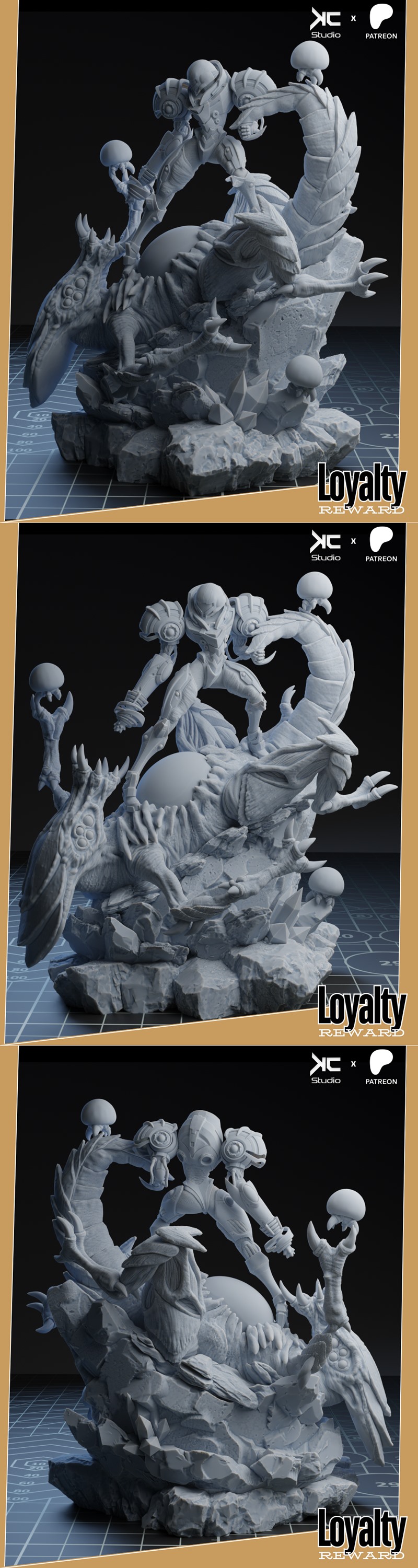 KcStudio - 超级马力欧立体模型 - 跳跳蛙|KcStudio – Metroid Diorama – 3D Print Model STL