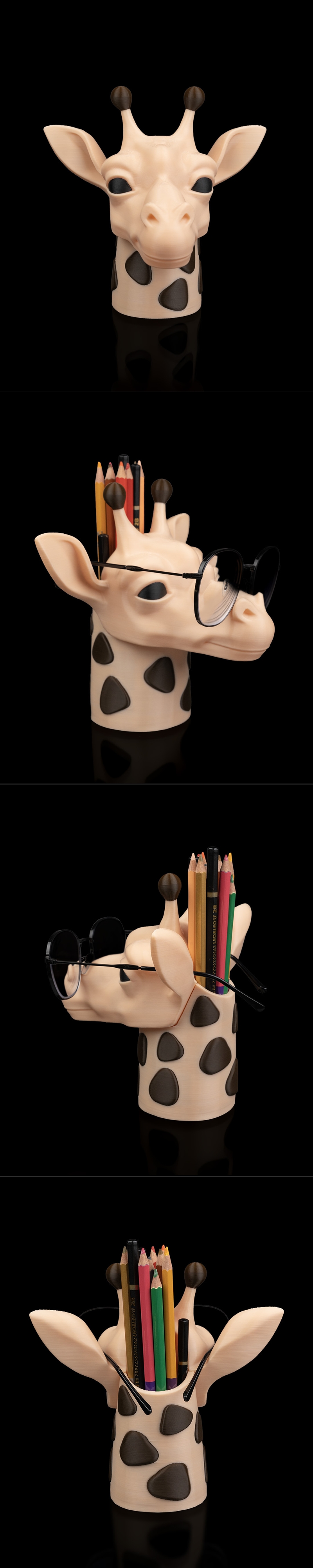 长颈鹿眼镜及笔筒 3D打印模型|Mr. Giraffe Glasses and pen holder – 3D Print Model STL