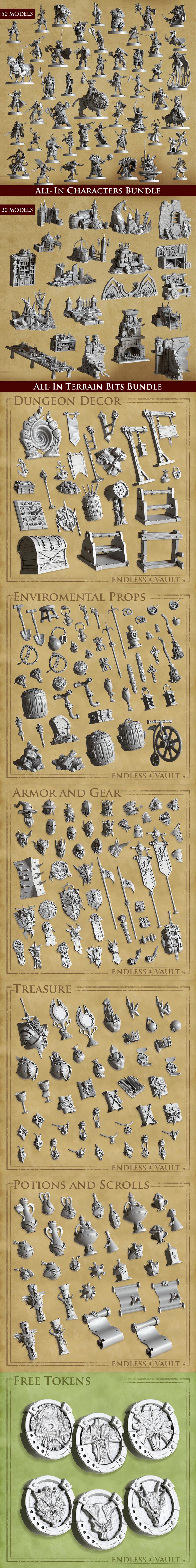 Cast n Play – Endless Vault，幻想之库：3D打印模型|Cast n Play – Endless Vault, Fantasy Vault – 3D Print Model STL