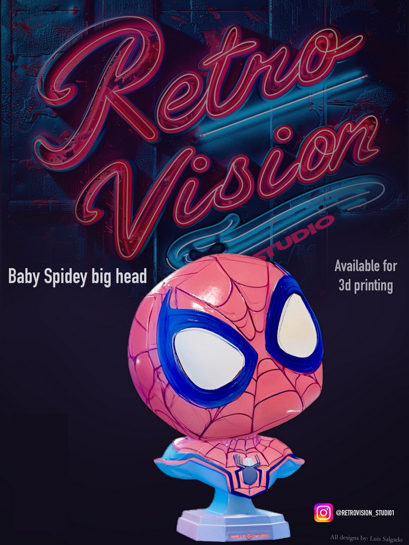 宝宝蜘蛛侠大头胸模 3D打印模型|Baby Spidey Big Head Bust – 3D Print Model