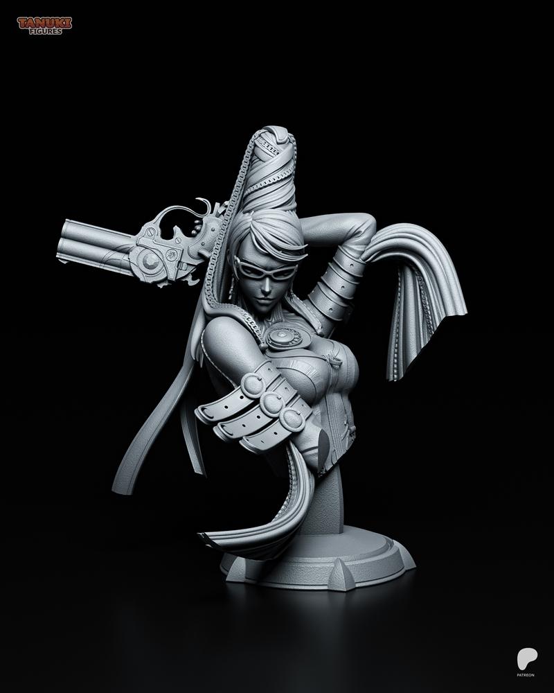 巴耶纳雕像 3D打印模型|Tanuki Figures – Bayonetta Bust – 3D Print Model STL