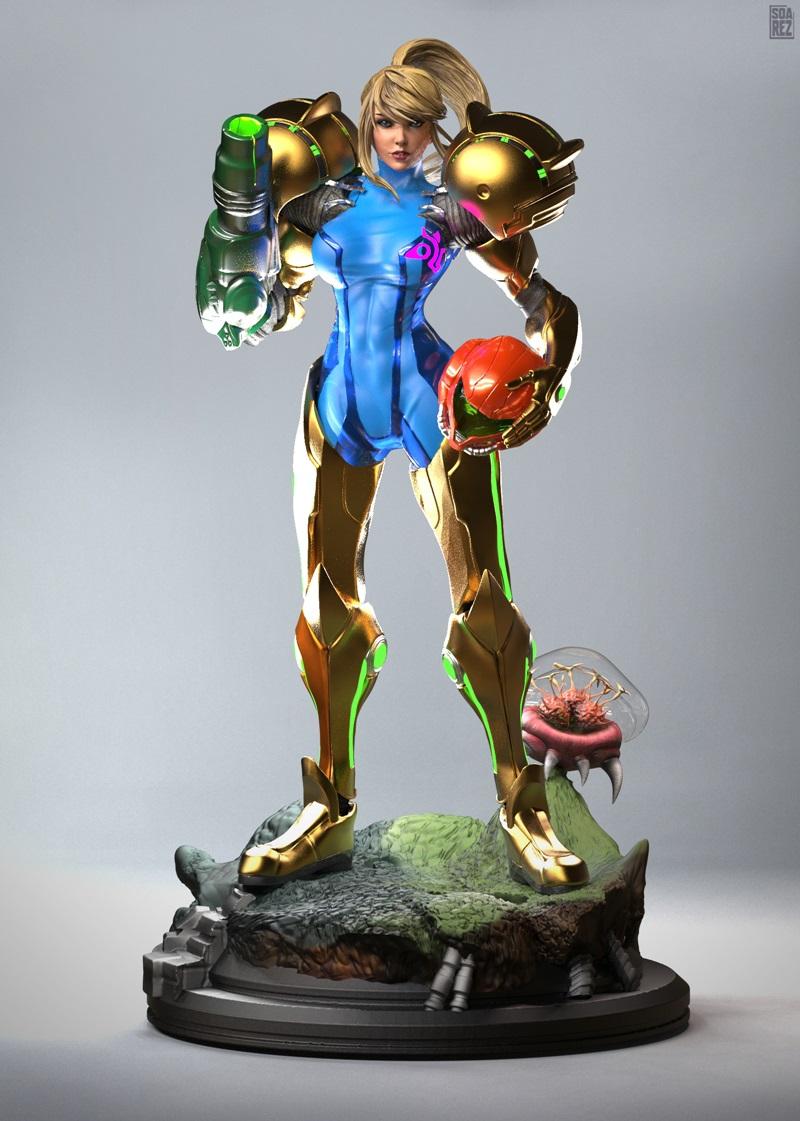 米哈伊尔·萨鲁斯 3D打印模型 苏美斯·阿兰|Soarez 3d – Metroid – Samus Aran – 3D Print Model STL