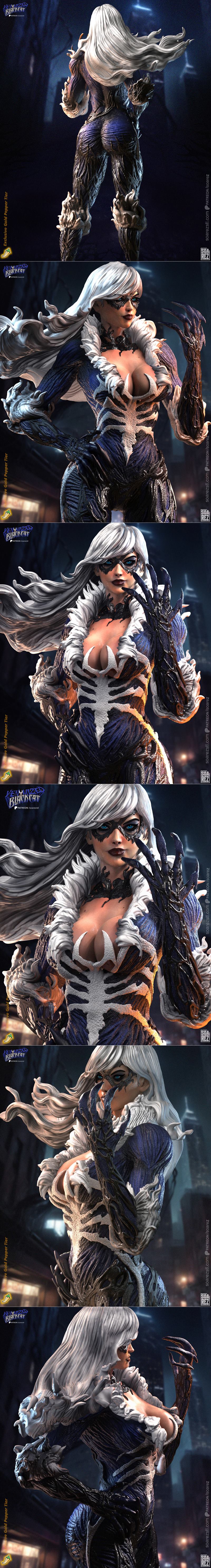 Soarez 3D打印模型：黑猫毒液版|Soarez 3d – Black Cat Venomized – 3D Print Model STL