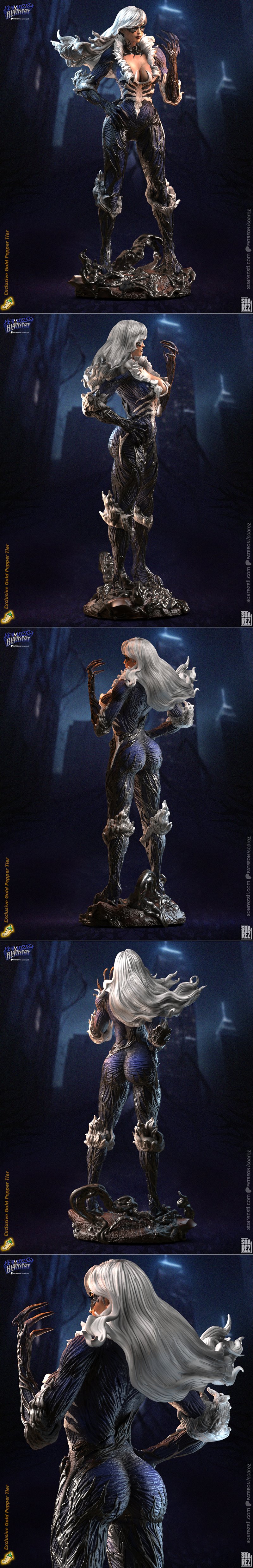 Soarez 3D打印模型：黑猫毒液版|Soarez 3d – Black Cat Venomized – 3D Print Model STL