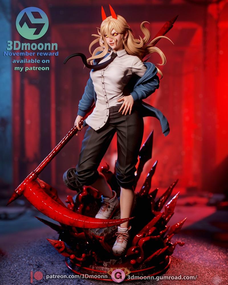 3D打印模型：Chainsaw Man 力量之刃|3Dmoonn – Chainsaw Man – Power – 3D Print Model STL