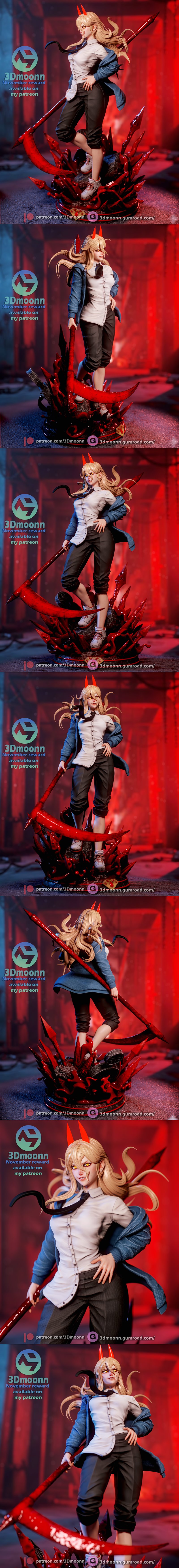 3D打印模型：Chainsaw Man 力量之刃|3Dmoonn – Chainsaw Man – Power – 3D Print Model STL