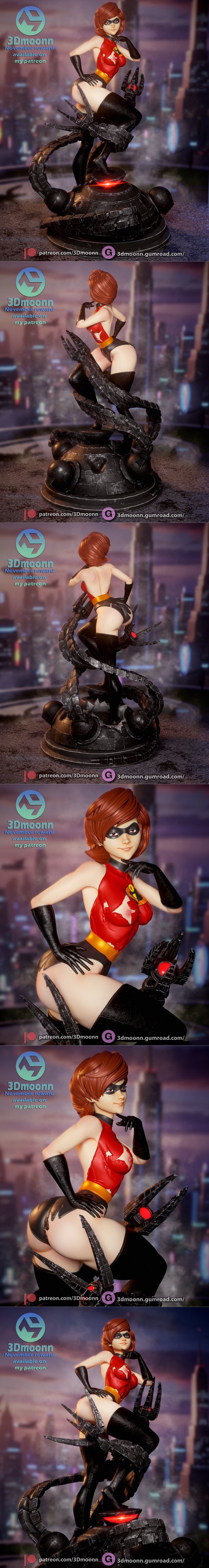 3D打印艾拉斯特女孩模型——无敌电影系列|3Dmoonn – Incredibles – Elastigirl – 3D Print Model STL