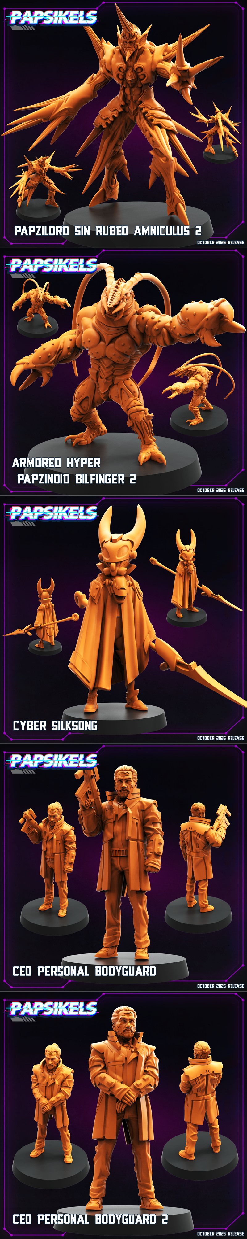Papsikels迷你模型·赛博朋克2025十月版·3D打印模型|Papsikels Miniatures – Cyberpunk October 2025 – 3D Print Model STL
