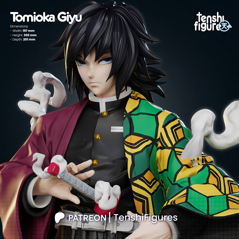 恶魔人·tomioka giyu 3D打印模型|Tenshi Figures – Tomioka Giyu – Demon Slayer – Kimetsu no Yaiba – 3D Print Model