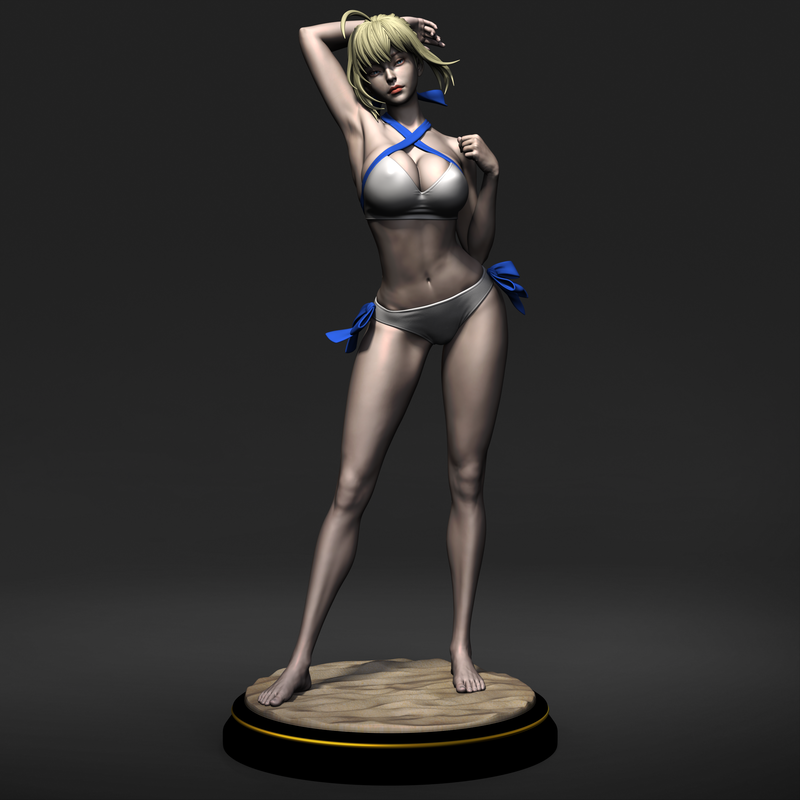 Fate 正义之剑 3D打印泳装模型|Fate Artoria Pendragon (Saber) Bikini Swimsuit – 3D Print Model