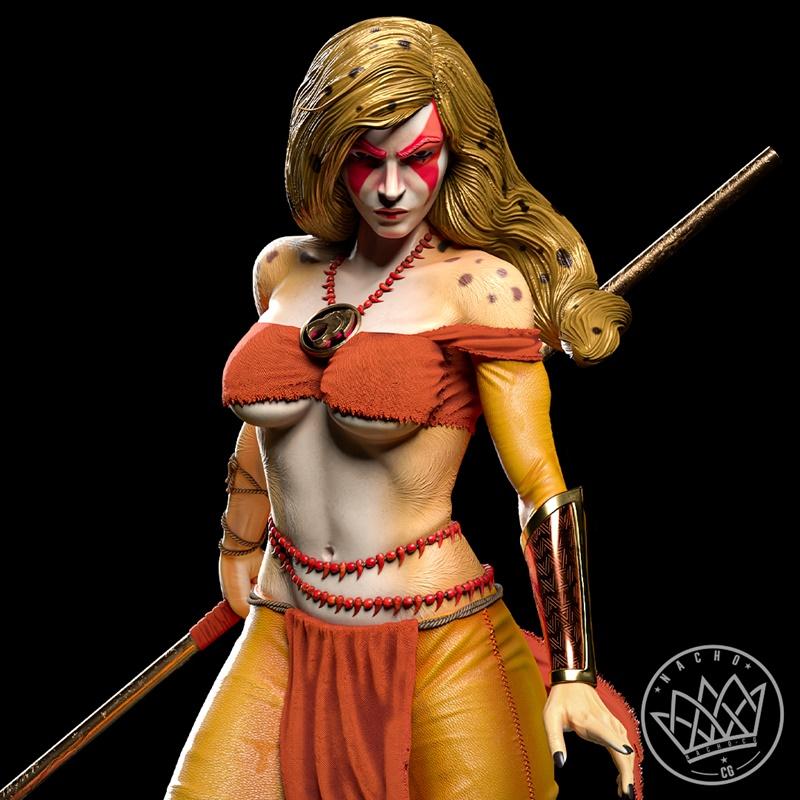 雷霆猫雕像 3D打印模型 肉食猫角色 cosplay模型|Nacho CG – Fan Art – Cheetara from Thundercats Statue – 3D Print Model STL