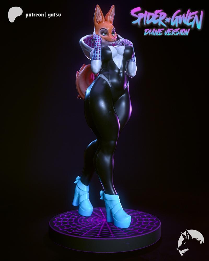 Gatsu Studios蜘蛛格温毛绒3D打印模型|Gatsu Studios – Spider Gwen Furry – 3D Print Model STL
