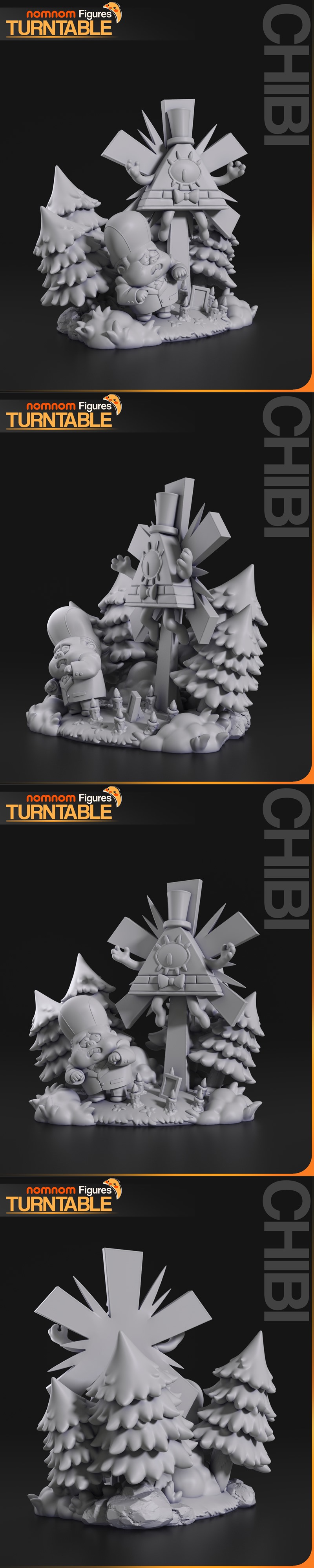 Gravity Falls 可爱小熊模型 3D打印雕塑|Nomnom Figures – Chibi Bill Cypher from Gravity Falls – 3D Print Model STL