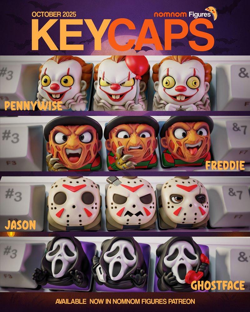 Nomnom Figures 2025新品发布：游戏角色3D打印模型STL开源|Nomnom Figures – Keycap Drop Is Here October 2025 – 3D Print Model STL