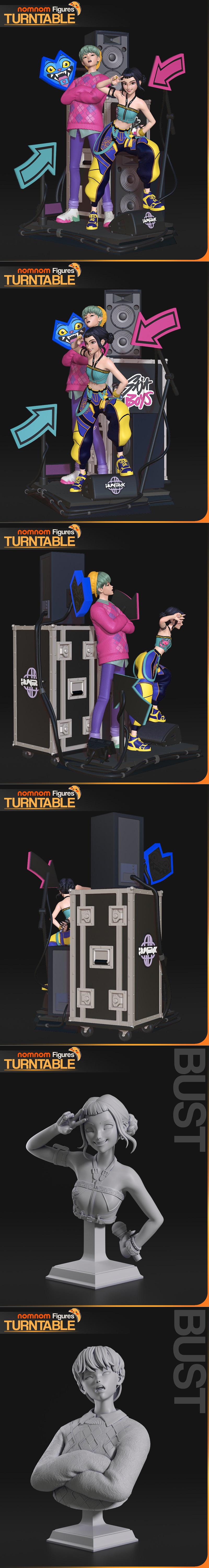 K-pop猎人系列 佐伊与小萨佳 3D打印模型|Nomnom Figures – Zoey and Baby Saja from K-pop Demon Hunters – 3D Print Model STL