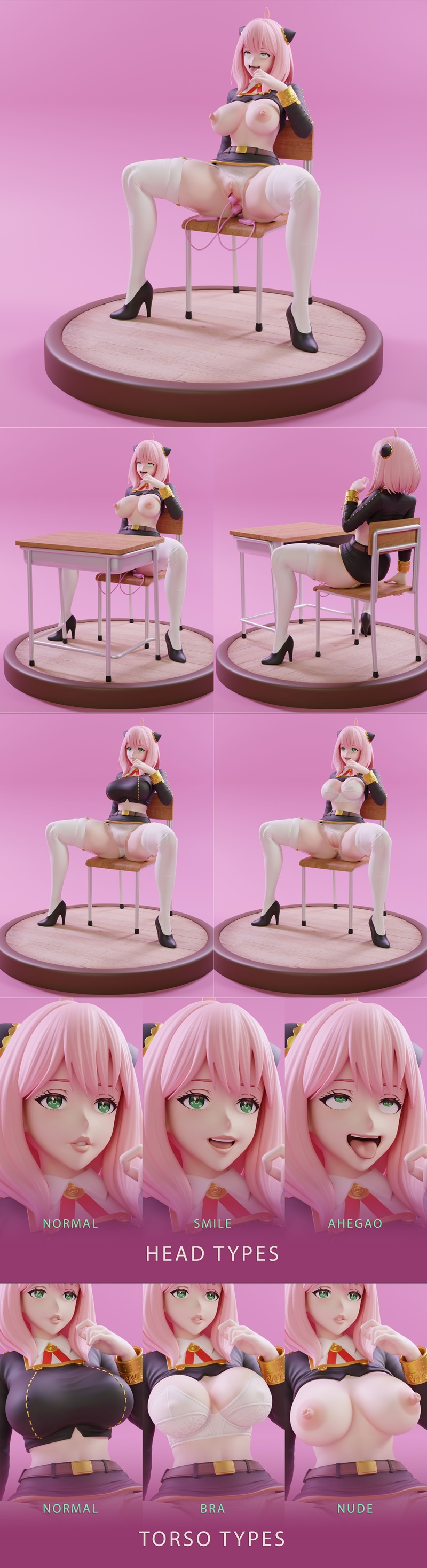 Anyaforgar 3D打印模型：叛逆校园少女|Anya Forger – The Naughty School Girl – 3D Print Model STL