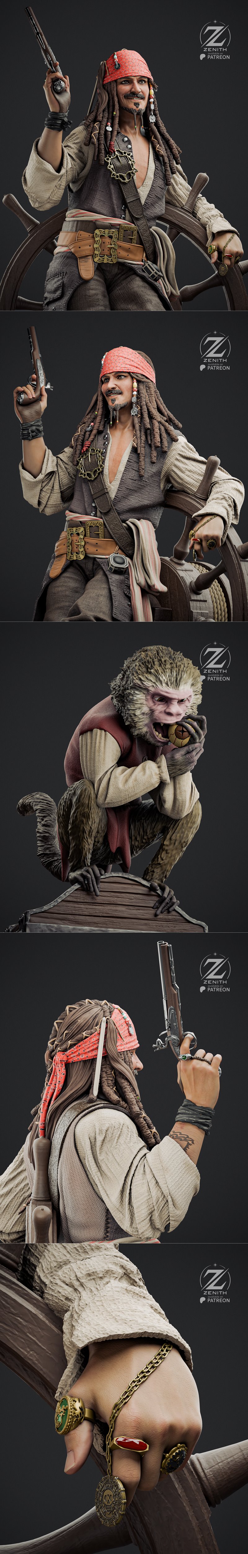 zenith工作室 杰克·斯巴鲁 3D打印模型|Zenith Studios – Jack Sparrow – 3D Print Model STL