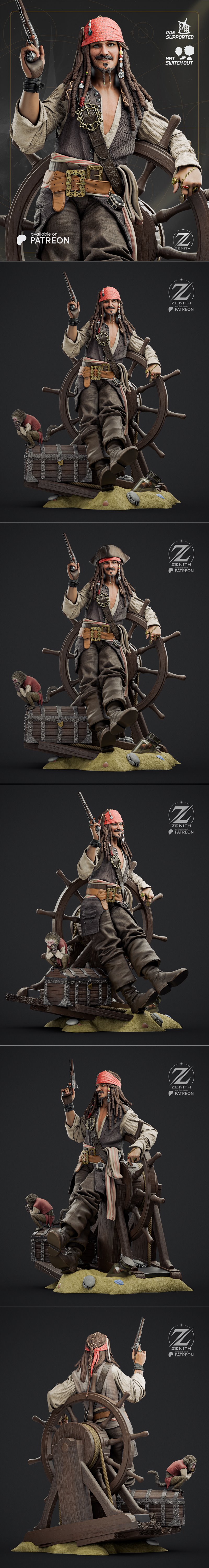 zenith工作室 杰克·斯巴鲁 3D打印模型|Zenith Studios – Jack Sparrow – 3D Print Model STL