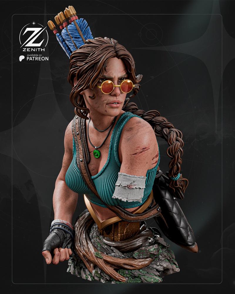 zenith工作室 蕾拉·克罗夫特 3D打印模型|Zenith Studios – Lara Croft Bust – 3D Print Model STL