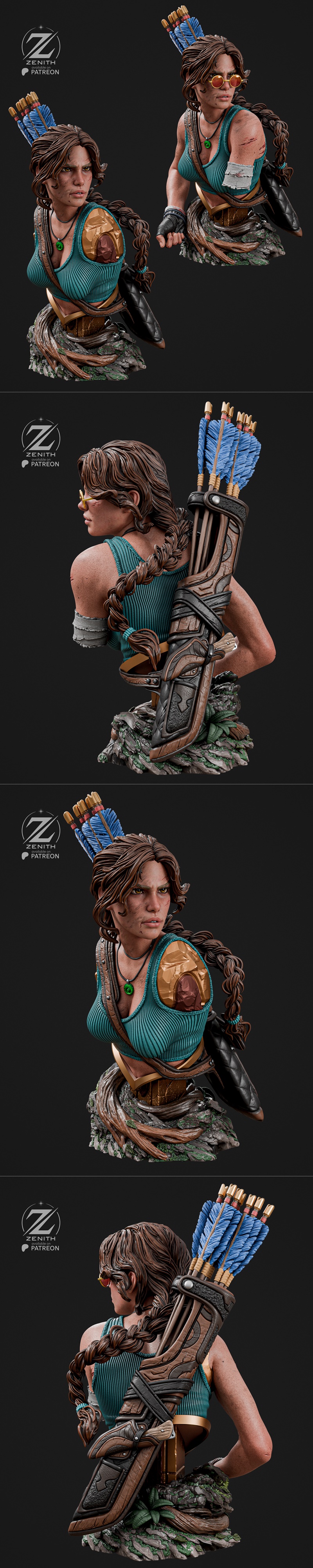zenith工作室 蕾拉·克罗夫特 3D打印模型|Zenith Studios – Lara Croft Bust – 3D Print Model STL
