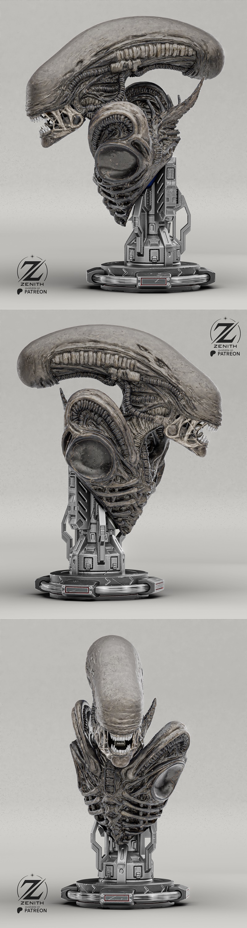 zenith工作室异形雕塑3D打印模型|Zenith Studios – Alien Xenomorph Bust – 3D Print Model STL