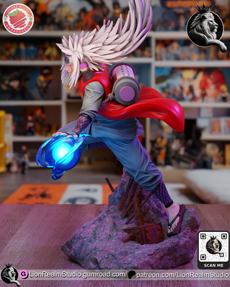 狮域工作室 -  Naruto - 三代目火影漩涡鸣人 3D打印模型|LionRealm Studio – Jiraiya – Naruto – 3D Print Model