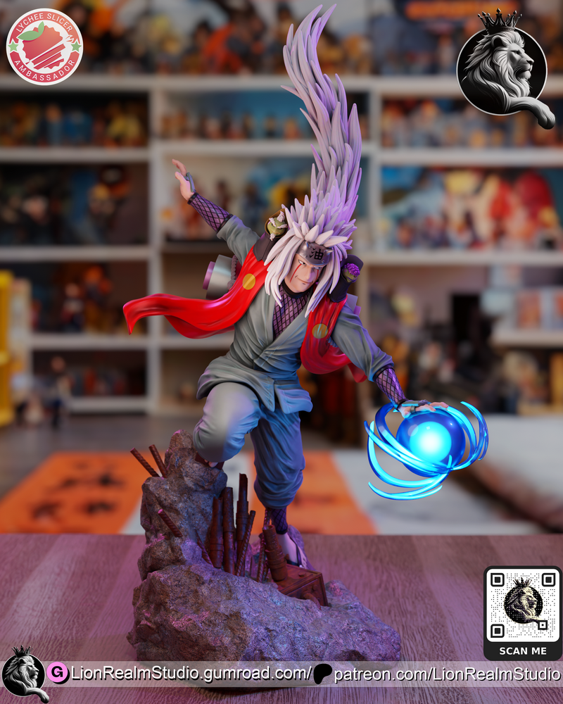 狮域工作室 -  Naruto - 三代目火影漩涡鸣人 3D打印模型|LionRealm Studio – Jiraiya – Naruto – 3D Print Model
