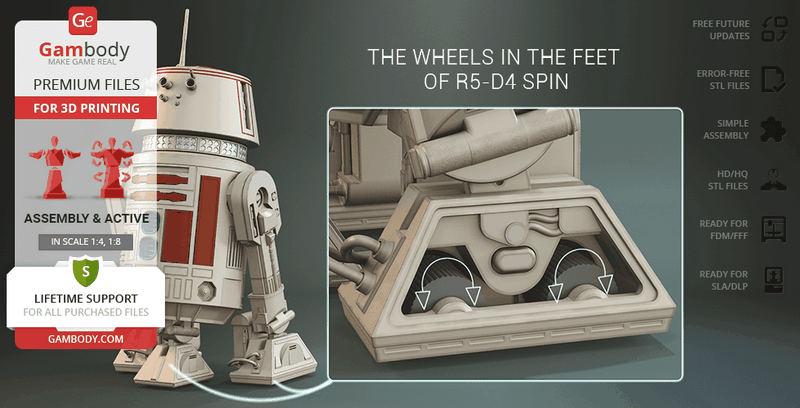 R5-D4 3D打印模型|R5-D4 – 3D Print Model
